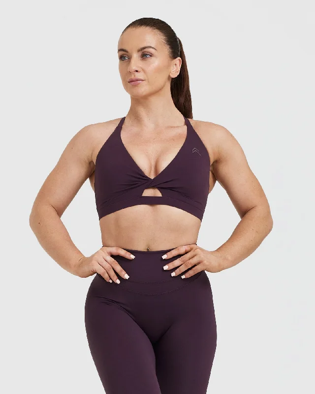 Sportswear tops for regular fit-Unified Twist Sports Bra | Blackberry Purple