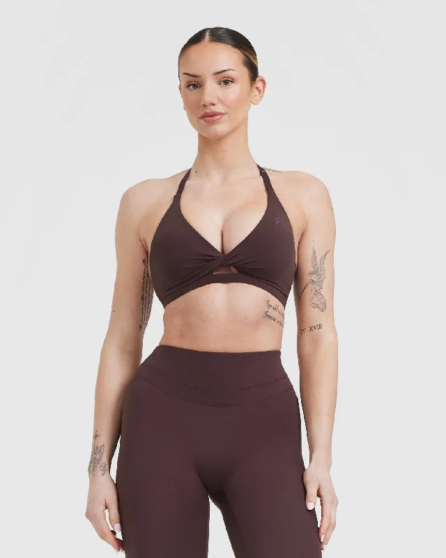 Sportswear tops for compression therapy-Unified Twist Sports Bra | Plum Brown