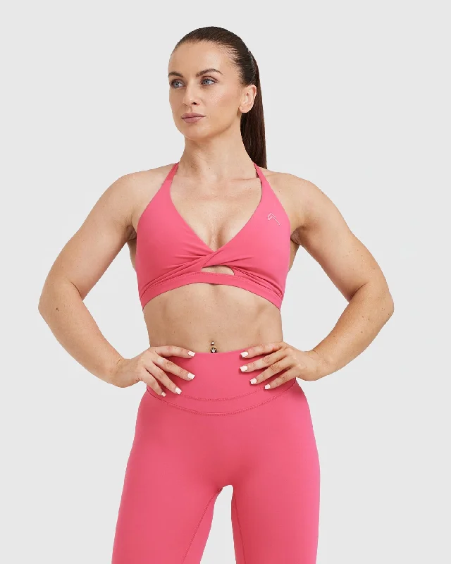 Sportswear tops for all sizes-Unified Twist Sports Bra | Velvet Pink