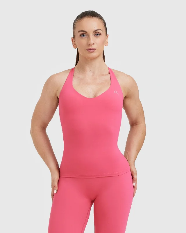 Sportswear tops for sculpting-Unified V-Neck Cross Back Vest | Velvet Pink