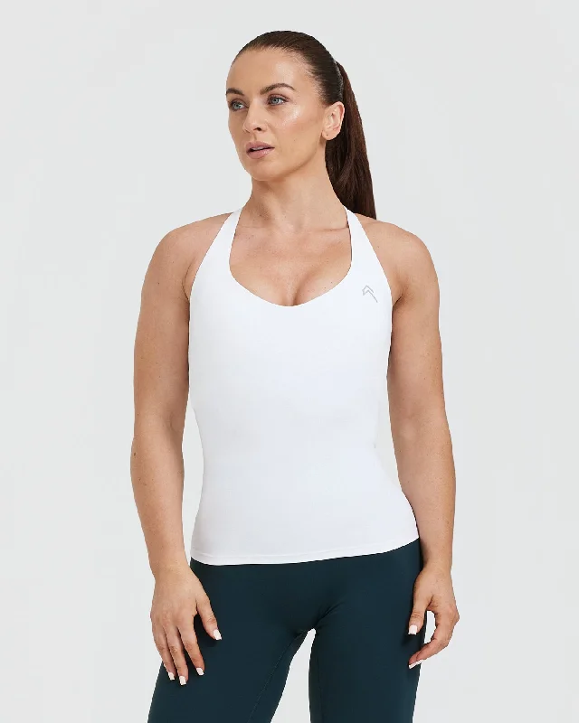 Sportswear tops for transformation-Unified V-Neck Cross Back Vest | White