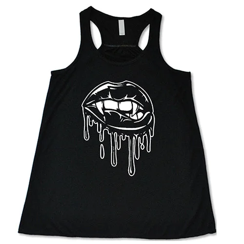 Women's shirt and tank with floral accent -Vampire Teeth Shirt