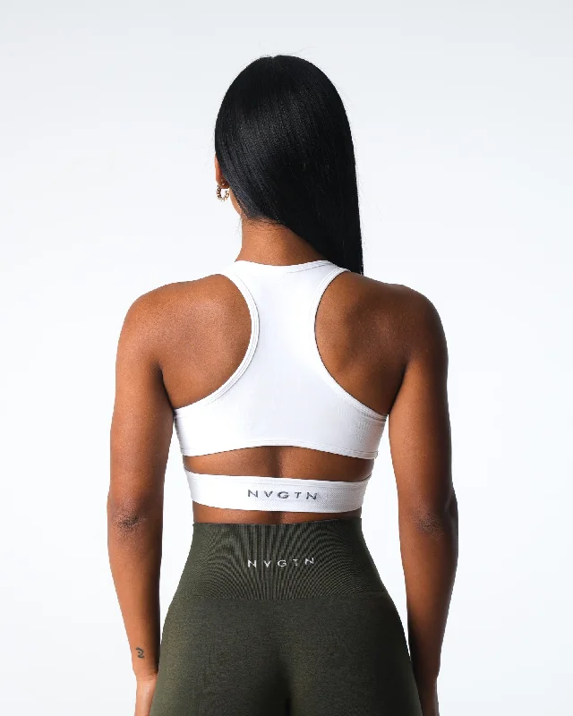 Sportswear tops for muscle support-White Rise Seamless Bra