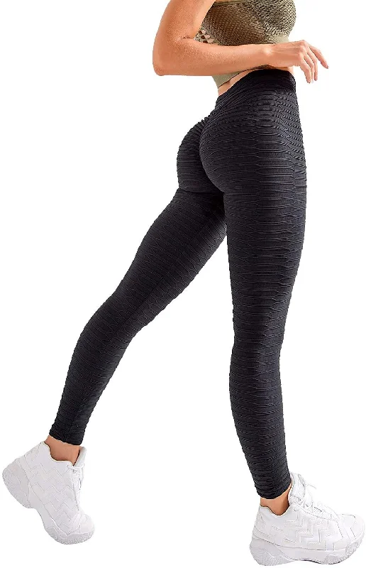 sports leggings stretchy-Women High Waist Black Tight Yoga Pants Tummy Control Workout Leggings