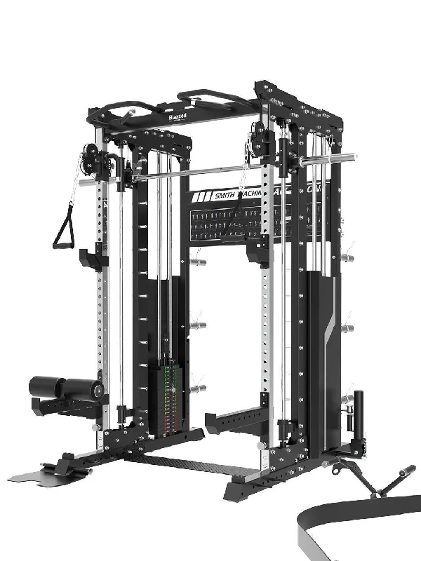 Leg Press Group-BLAZZED FITNESS PRO ALL-IN-ONE FUNCTIONAL TRAINER CABLE CROSSOVER CAGE HOME GYM W/ SMITH MACHINE WITH LAT, LEG PRESS AND JAMMER ARM ATTACHMNETS  BD-MDPR-MY-A