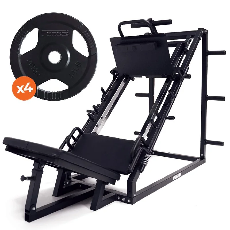 Leg Press Service-Force USA 45 Degree Leg Press & Rubber Coated Weight Plates Package