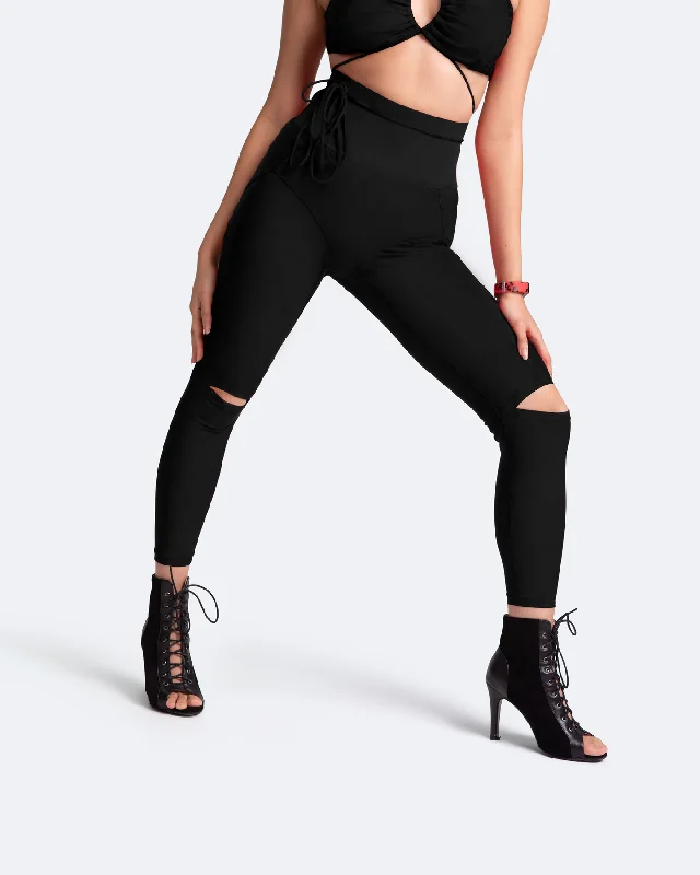 sports leggings personalized-High-Rise Knee-Slit Leggings