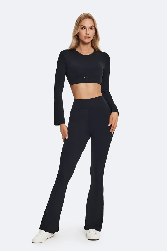 sports leggings capri-High-Waisted Flared Leggings