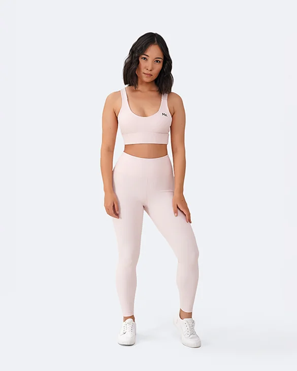 sports leggings minimalist-Pink Vanilla High-Waisted Leggings